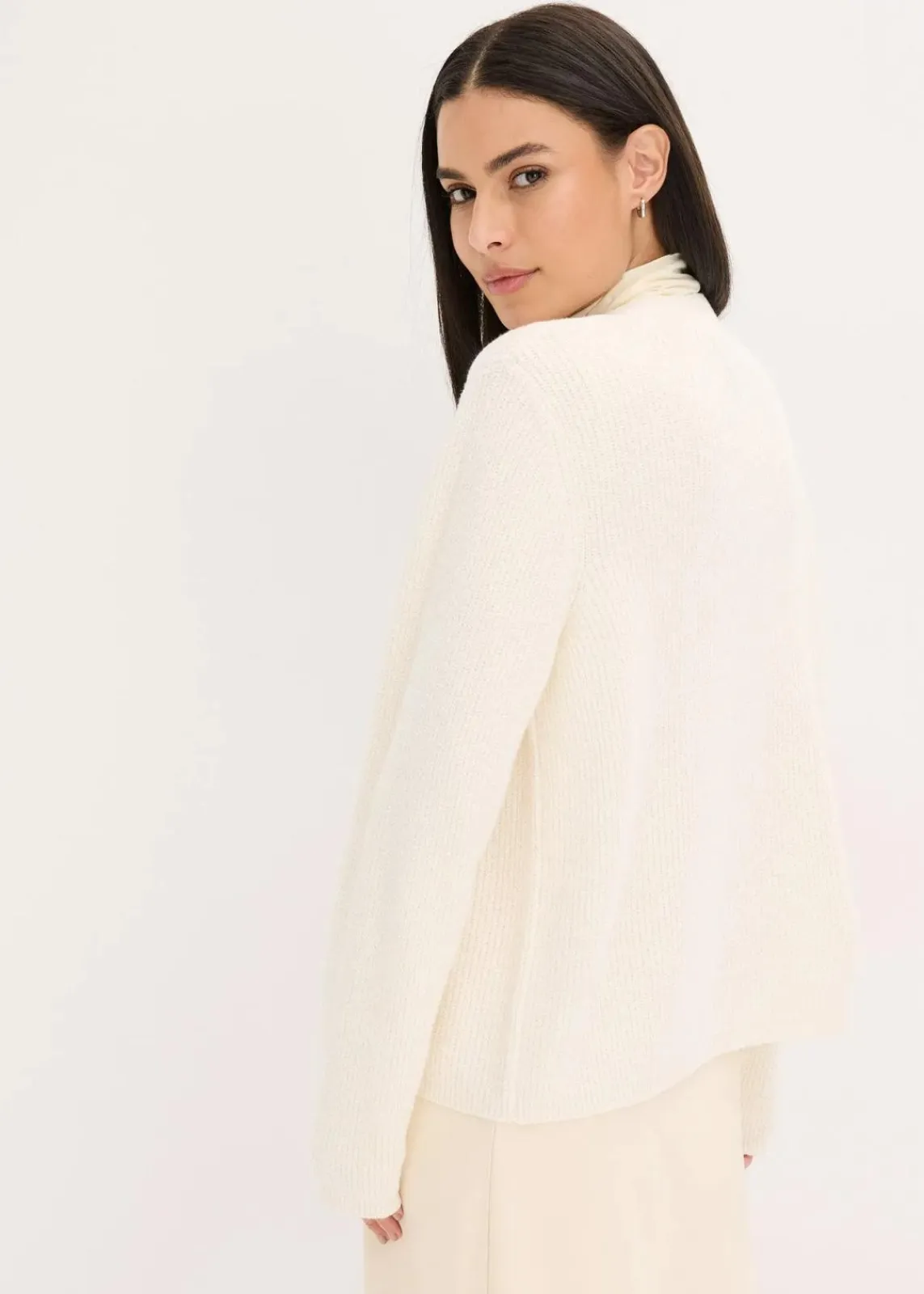 bonprix Pullover & Strickjacken|Strickmode^Strickjacke aus Baumwoll-Mix wollweiß