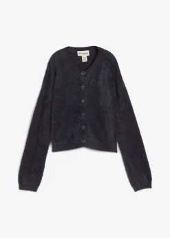 bonprix Bekleidung·Umstandsmode|Bekleidung·Jeans^Strickjacke aus Federgarn-Viskose-Mix anthrazit meliert