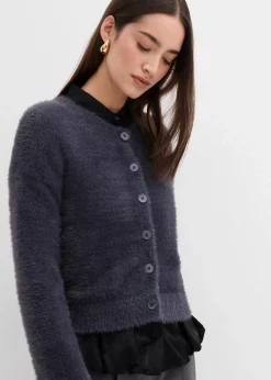 bonprix Bekleidung·Umstandsmode|Bekleidung·Jeans^Strickjacke aus Federgarn-Viskose-Mix anthrazit meliert