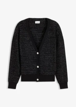 bonprix Bekleidung·Umstandsmode|Bekleidung·Jeans^Strickjacke aus fließendem Viskose-Mix schwarz/silber meliert