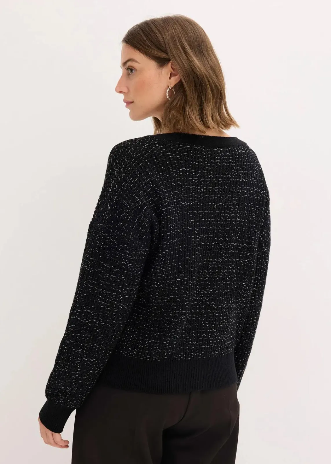 bonprix Bekleidung·Umstandsmode|Bekleidung·Jeans^Strickjacke aus fließendem Viskose-Mix schwarz/silber meliert
