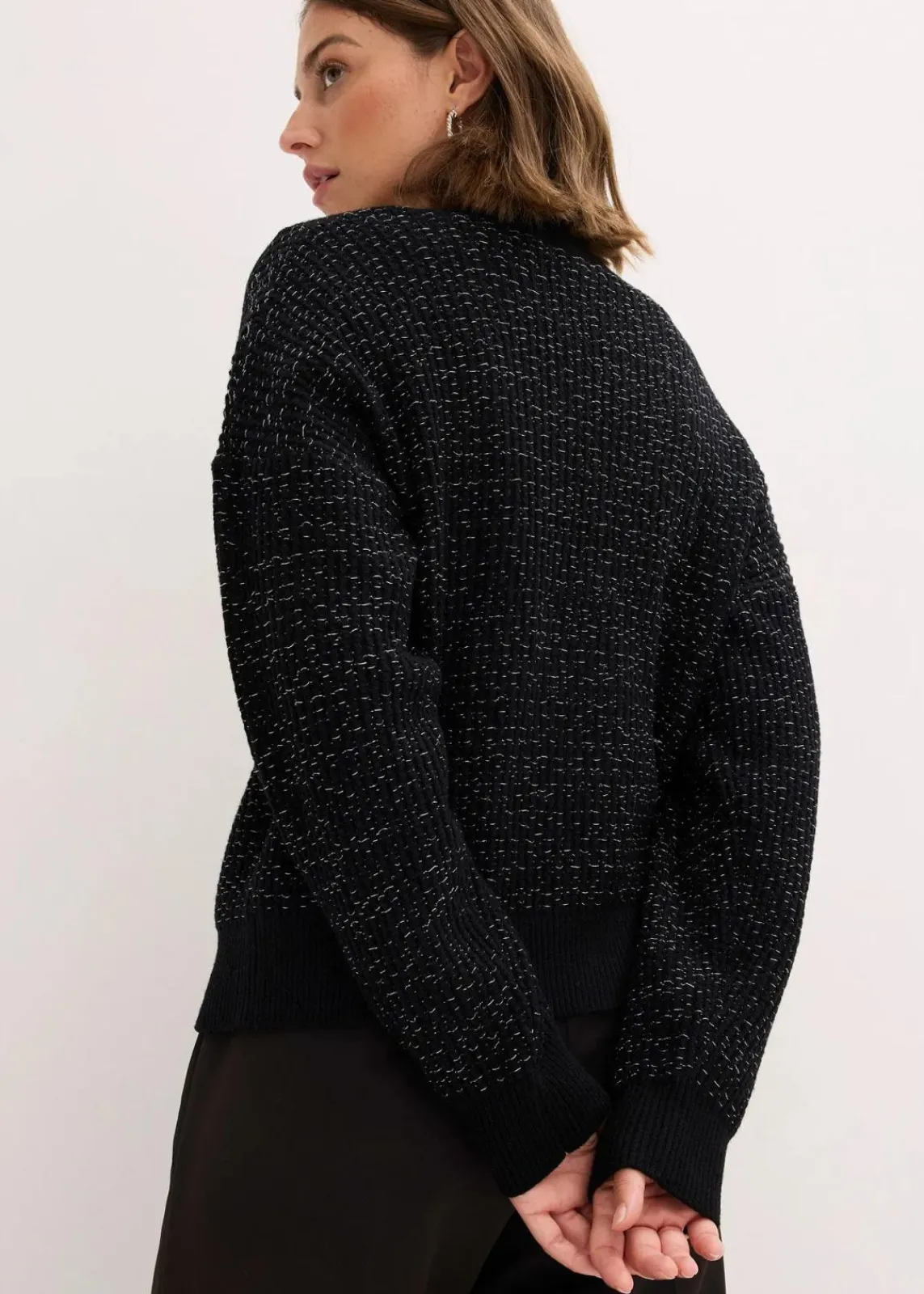 bonprix Bekleidung·Umstandsmode|Bekleidung·Jeans^Strickjacke aus fließendem Viskose-Mix schwarz/silber meliert