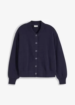 bonprix Bekleidung·Umstandsmode|Pullover & Strickjacken^Strickjacke aus reiner Baumwolle dunkelblau