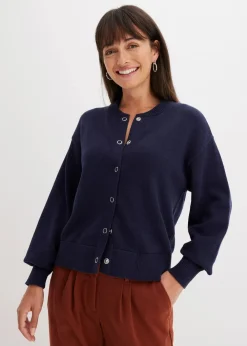 bonprix Bekleidung·Umstandsmode|Pullover & Strickjacken^Strickjacke aus reiner Baumwolle dunkelblau
