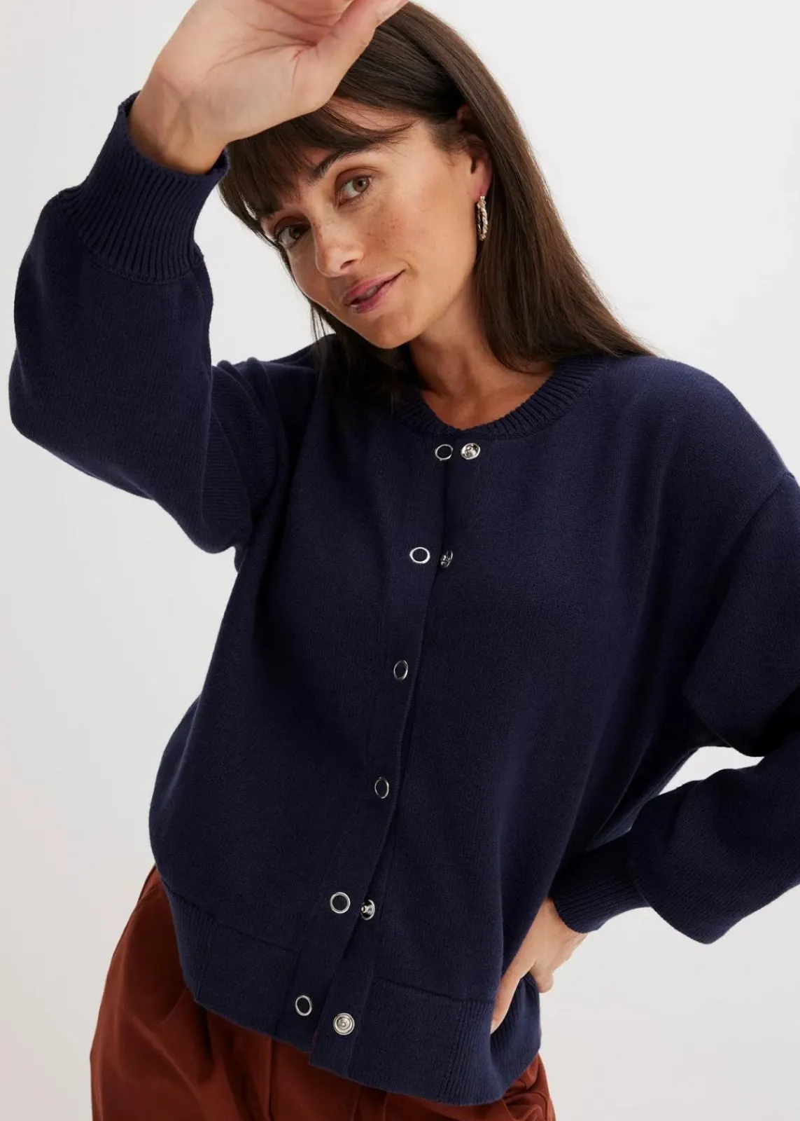 bonprix Bekleidung·Umstandsmode|Pullover & Strickjacken^Strickjacke aus reiner Baumwolle dunkelblau