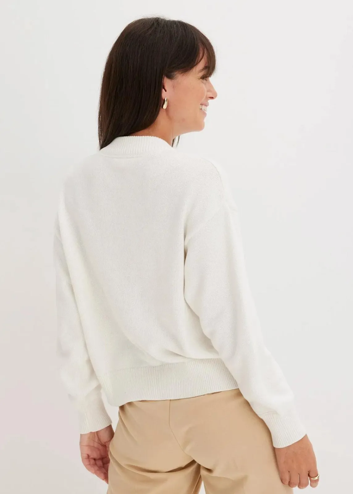 bonprix Bekleidung·Umstandsmode|Pullover & Strickjacken^Strickjacke aus reiner Baumwolle wollweiß