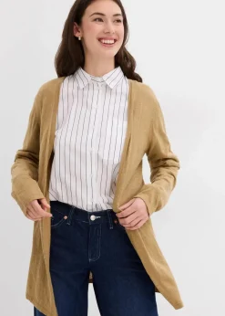 bonprix Bekleidung·Umstandsmode|Pullover & Strickjacken^Strickjacke aus reiner leichter Baumwoll-Slub Qualität khakibraun