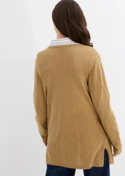 bonprix Bekleidung·Umstandsmode|Pullover & Strickjacken^Strickjacke aus reiner leichter Baumwoll-Slub Qualität khakibraun