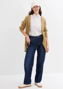 bonprix Bekleidung·Umstandsmode|Pullover & Strickjacken^Strickjacke aus reiner leichter Baumwoll-Slub Qualität khakibraun