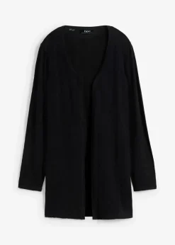 bonprix Pullover & Strickjacken|Basics^Strickjacke aus reiner leichter Baumwoll-Slub Qualität schwarz