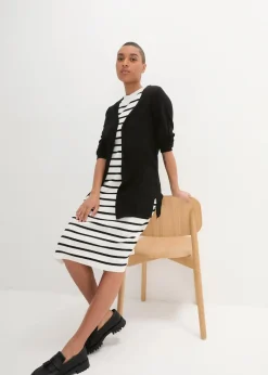 bonprix Pullover & Strickjacken|Basics^Strickjacke aus reiner leichter Baumwoll-Slub Qualität schwarz