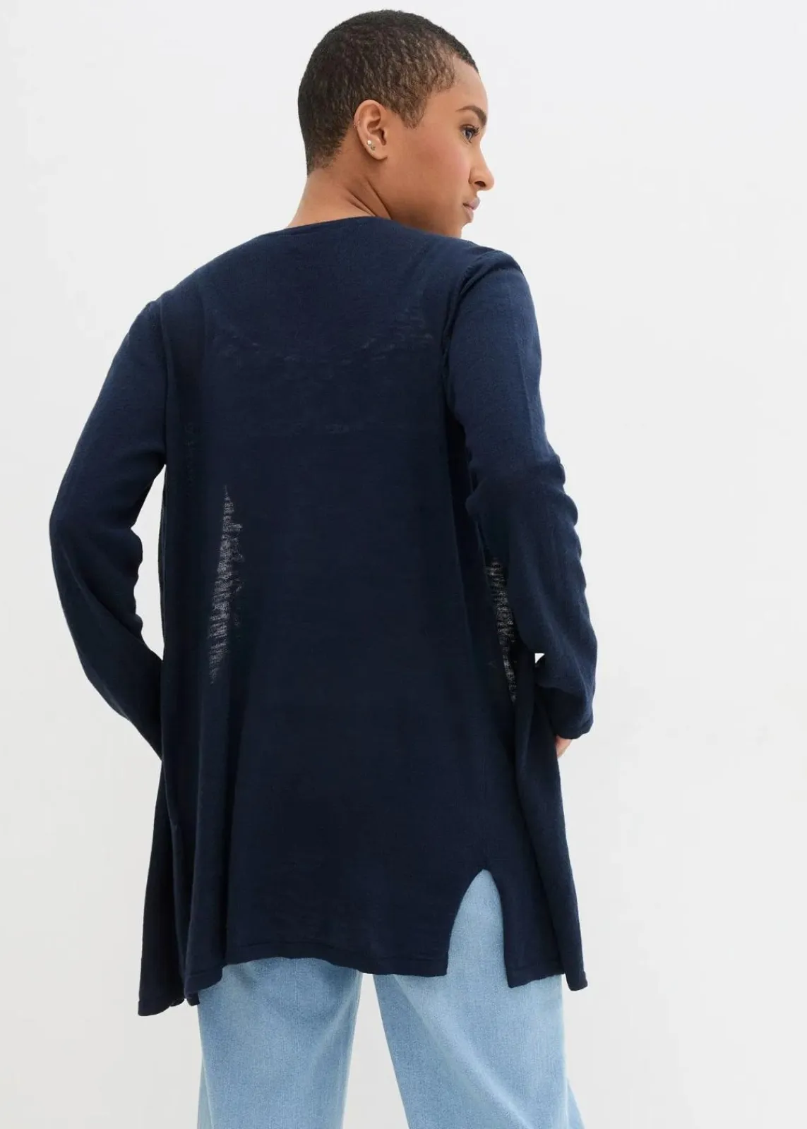 bonprix Bekleidung·Umstandsmode|Pullover & Strickjacken^Strickjacke aus reiner leichter Baumwoll-Slub Qualität dunkelblau