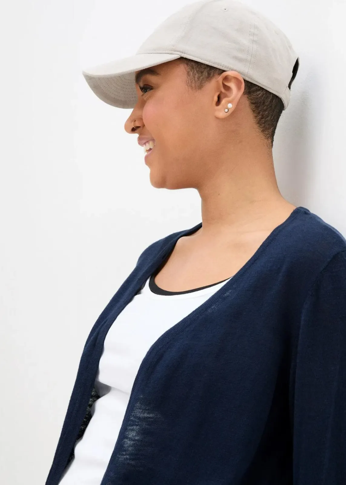 bonprix Bekleidung·Umstandsmode|Pullover & Strickjacken^Strickjacke aus reiner leichter Baumwoll-Slub Qualität dunkelblau