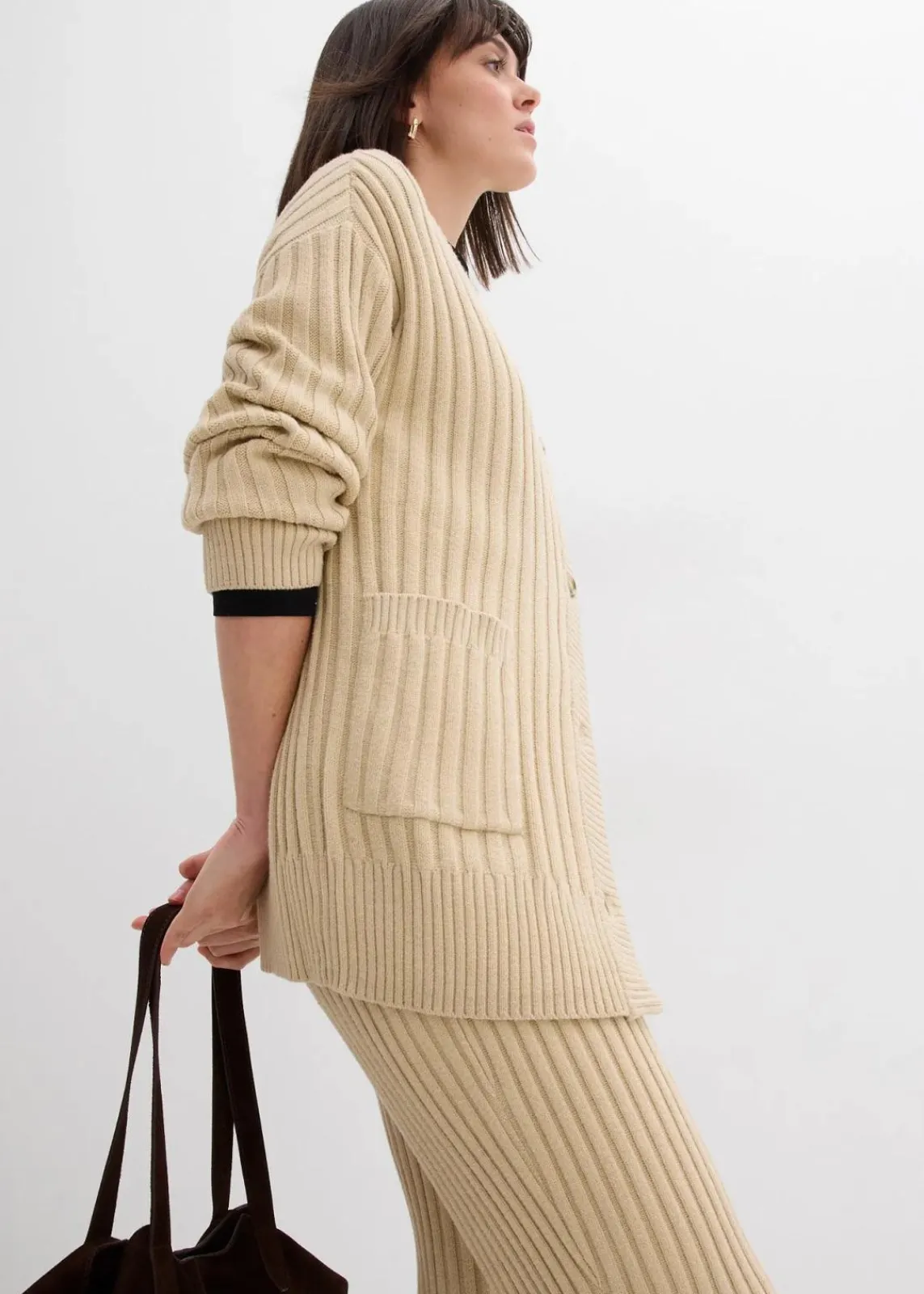 bonprix Bekleidung·Umstandsmode|Bekleidung·Jeans^Strickjacke aus softem Viskose-Mix hellsand