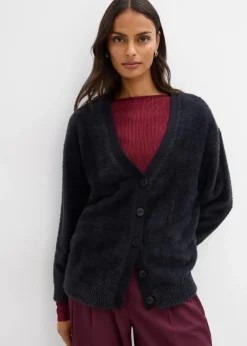 bonprix Pullover & Strickjacken|Strickmode^Strickjacke aus Viskose-Mix schwarz