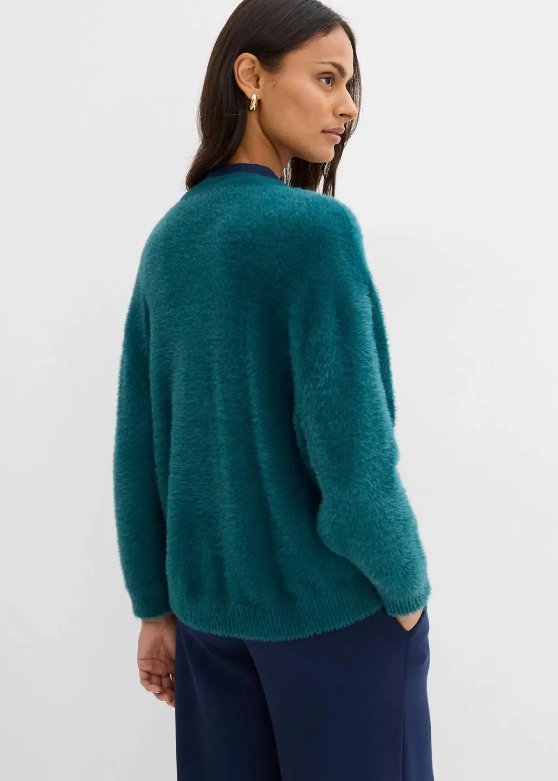 bonprix Bekleidung·Umstandsmode|Bekleidung·Jeans^Strickjacke aus Viskose-Mix petrolgrün