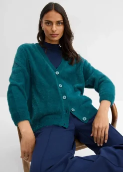 bonprix Bekleidung·Umstandsmode|Bekleidung·Jeans^Strickjacke aus Viskose-Mix petrolgrün