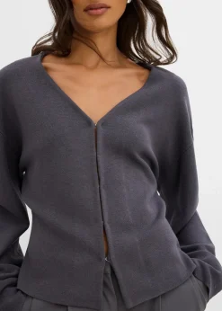 bonprix Bekleidung·Umstandsmode|Bekleidung·Jeans^Strickjacke aus Viskose-Mix schiefergrau