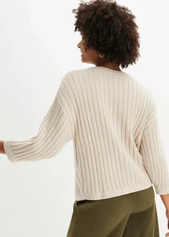 bonprix Bekleidung·Umstandsmode|Strickmode^Strickjacke aus Viskose-Mix steingrau