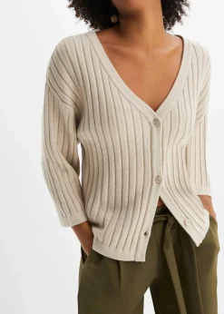 bonprix Bekleidung·Umstandsmode|Strickmode^Strickjacke aus Viskose-Mix steingrau