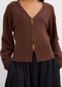 bonprix Pullover & Strickjacken|Strickmode^Strickjacke aus Viskose-Mix braun