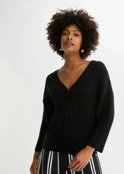 bonprix Bekleidung·Umstandsmode|Strickmode^Strickjacke aus Viskose-Mix schwarz