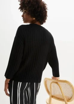 bonprix Bekleidung·Umstandsmode|Strickmode^Strickjacke aus Viskose-Mix schwarz