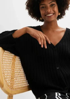 bonprix Bekleidung·Umstandsmode|Strickmode^Strickjacke aus Viskose-Mix schwarz