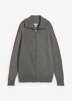 bonprix Strickmode|Pullover & Strickjacken^Strickjacke aus weichem Woll-Mix dunkelgrau meliert