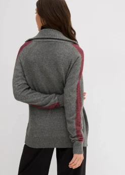 bonprix Strickmode|Pullover & Strickjacken^Strickjacke aus weichem Woll-Mix dunkelgrau meliert