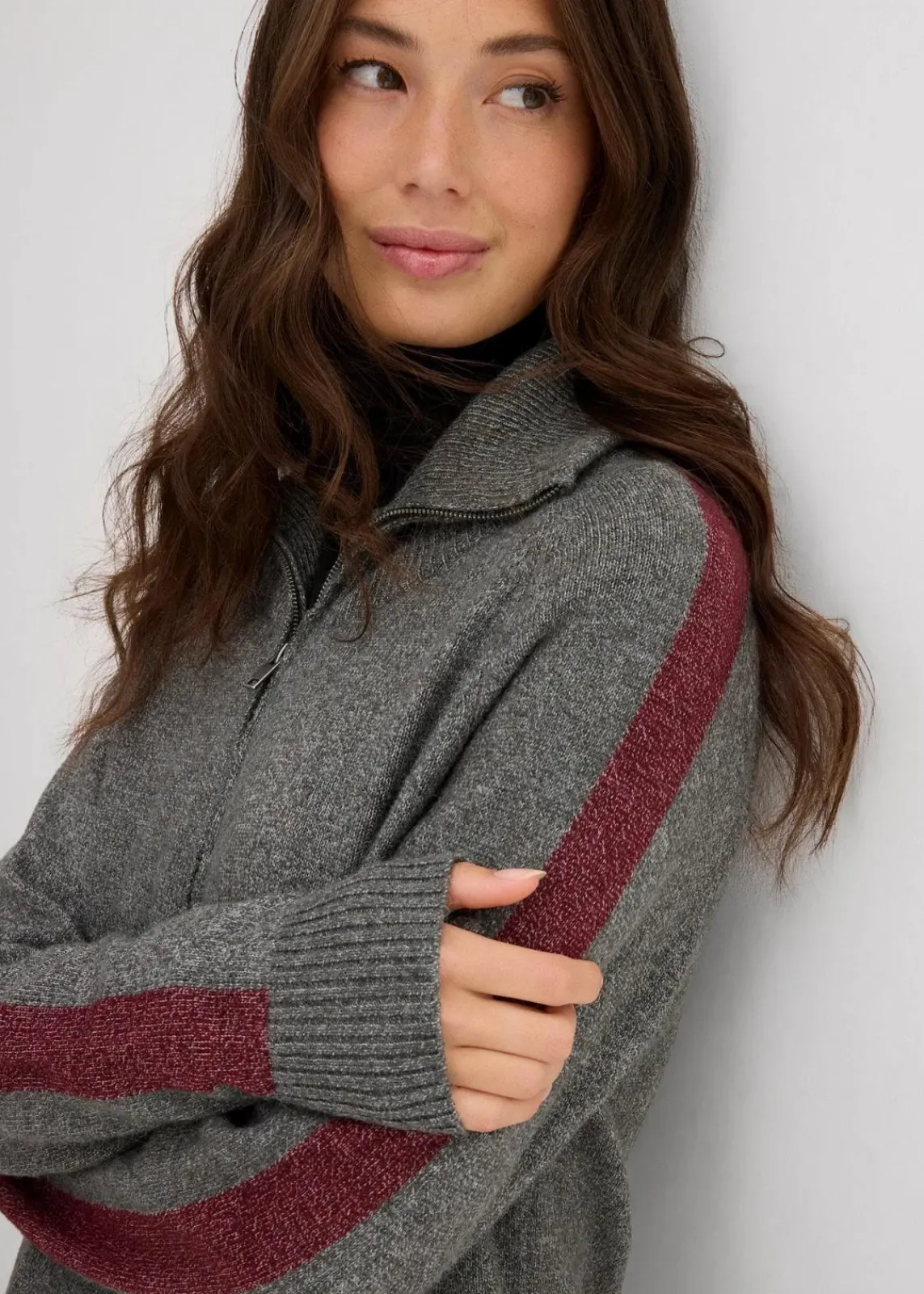 bonprix Strickmode|Pullover & Strickjacken^Strickjacke aus weichem Woll-Mix dunkelgrau meliert