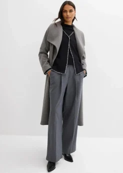 bonprix Bekleidung·Umstandsmode|Bekleidung·Jeans^Strickjacke aus Wollmix mit Kontrastdetails schwarz/weiß