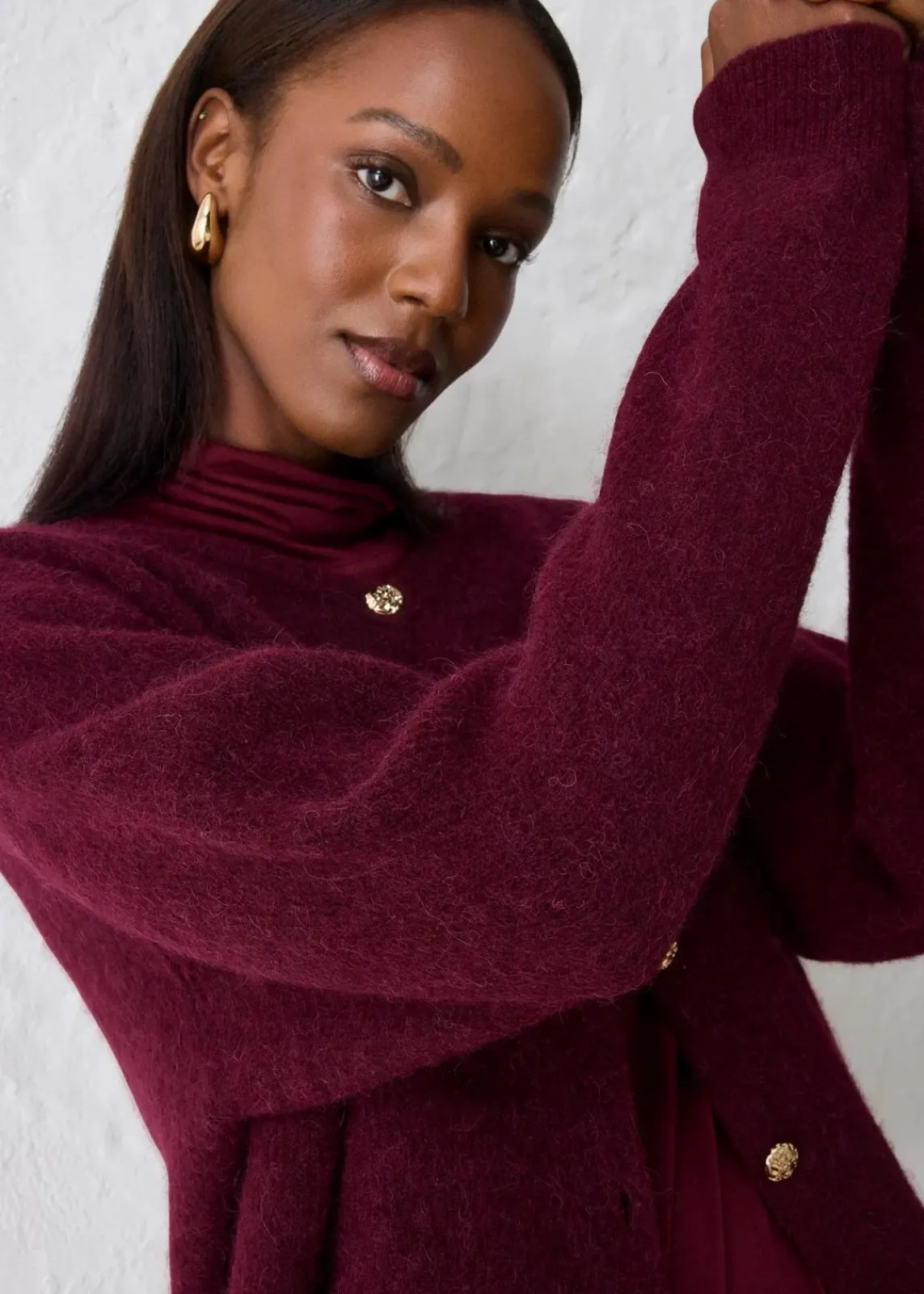 bonprix Bekleidung·Umstandsmode|Premium^Strickjacke aus wärmendem Alpaka-Mix ahornrot