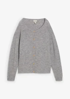 bonprix Bekleidung·Umstandsmode|Premium^Strickjacke aus wärmendem Alpaka-Mix hellgrau meliert