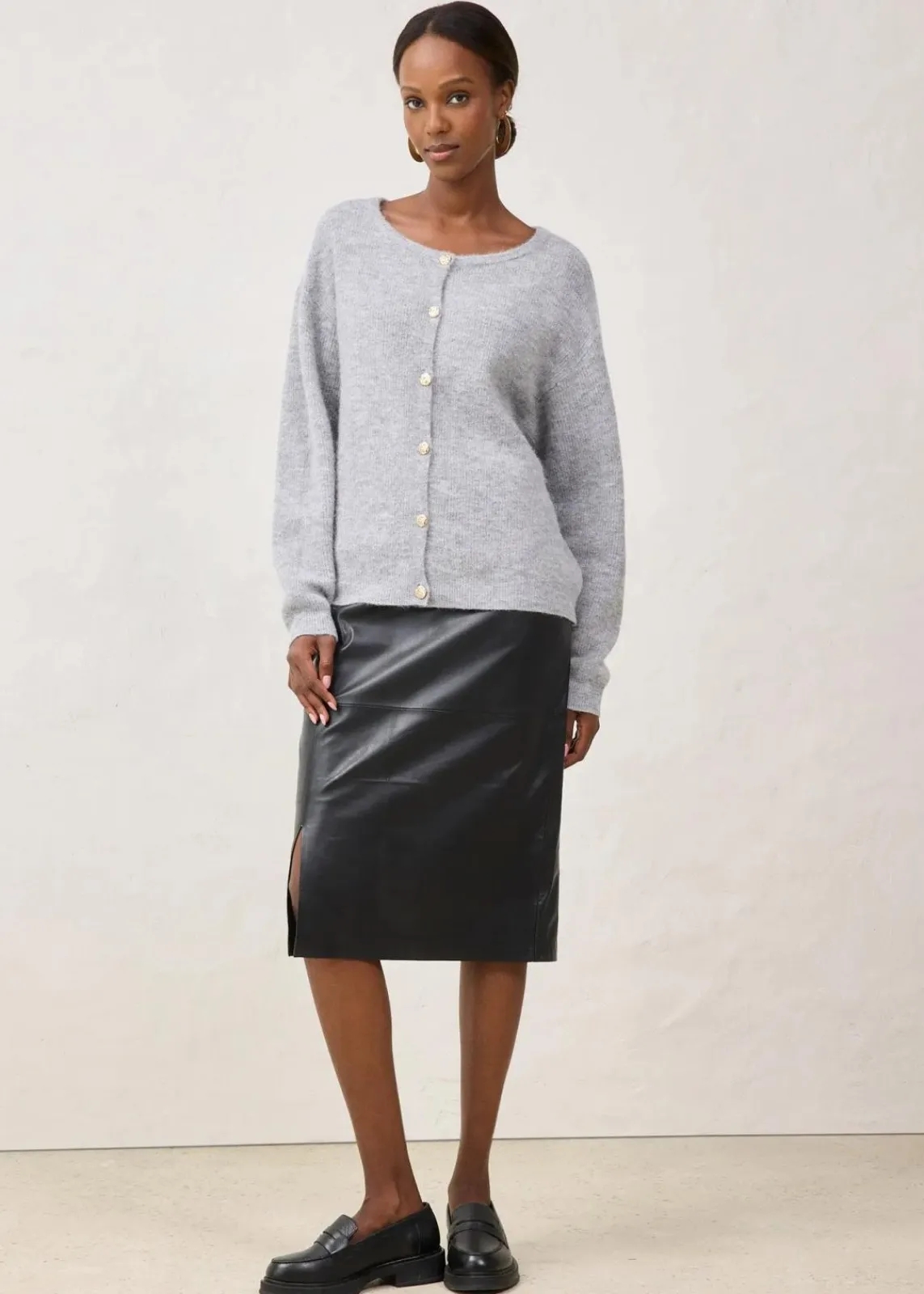 bonprix Bekleidung·Umstandsmode|Premium^Strickjacke aus wärmendem Alpaka-Mix hellgrau meliert