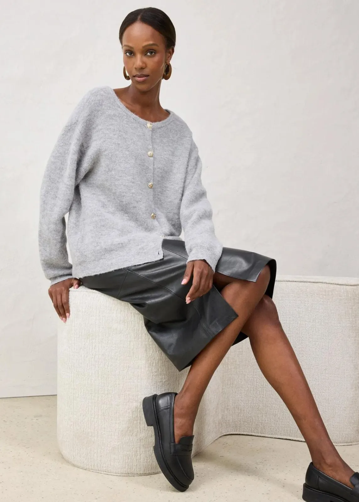 bonprix Bekleidung·Umstandsmode|Premium^Strickjacke aus wärmendem Alpaka-Mix hellgrau meliert