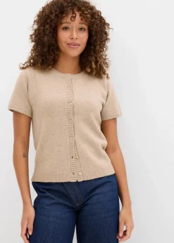 bonprix Bekleidung·Umstandsmode|Nachhaltigere Materialien^Strickjacke, Kurzarm beige meliert