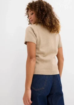 bonprix Bekleidung·Umstandsmode|Nachhaltigere Materialien^Strickjacke, Kurzarm beige meliert