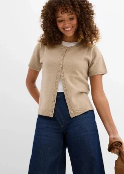 bonprix Bekleidung·Umstandsmode|Nachhaltigere Materialien^Strickjacke, Kurzarm beige meliert