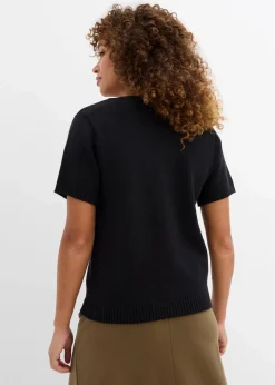 bonprix Nachhaltigere Materialien|Pullover & Strickjacken^Strickjacke, Kurzarm schwarz