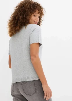 bonprix Bekleidung·Umstandsmode|Nachhaltigere Materialien^Strickjacke, Kurzarm hellgrau meliert meliert