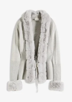bonprix Bekleidung·Umstandsmode|Bekleidung·Jeans^Strickjacke mit abnehmbarem Fellimitat hellgrau