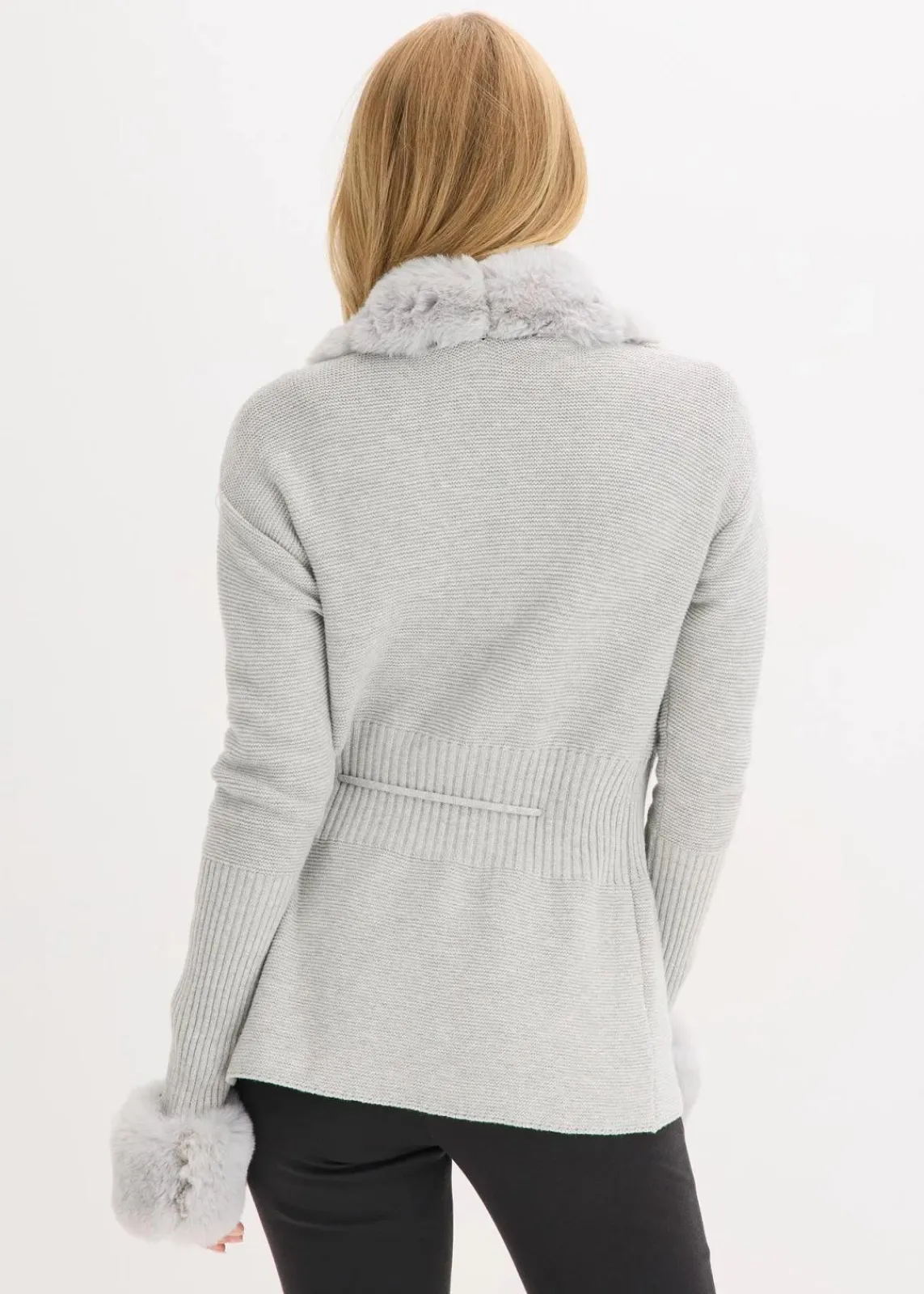 bonprix Bekleidung·Umstandsmode|Bekleidung·Jeans^Strickjacke mit abnehmbarem Fellimitat hellgrau