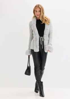 bonprix Bekleidung·Umstandsmode|Bekleidung·Jeans^Strickjacke mit abnehmbarem Fellimitat hellgrau