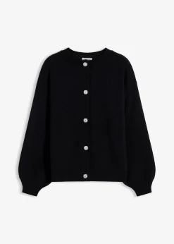 bonprix Bekleidung·Umstandsmode|Bekleidung·Jeans^Strickjacke mit dekorativen Knöpfen schwarz