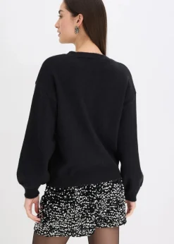 bonprix Bekleidung·Umstandsmode|Bekleidung·Jeans^Strickjacke mit dekorativen Knöpfen schwarz