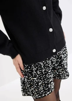 bonprix Bekleidung·Umstandsmode|Bekleidung·Jeans^Strickjacke mit dekorativen Knöpfen schwarz