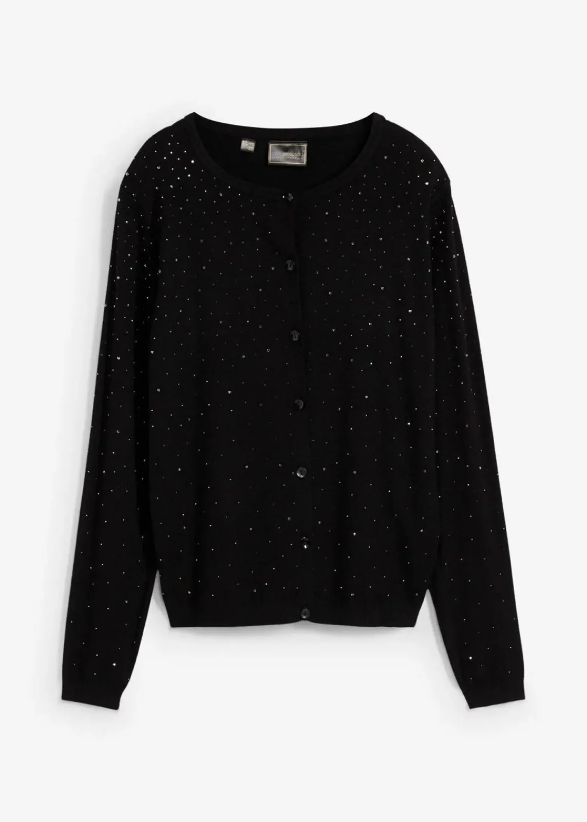 bonprix Bekleidung·Umstandsmode|Strickmode^Strickjacke mit Glitzersteinchen schwarz