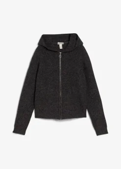 bonprix Pullover & Strickjacken|Strickmode^Strickjacke mit Kapuze anthrazit meliert