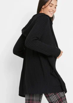 bonprix Bekleidung·Umstandsmode|Pullover & Strickjacken^Strickjacke mit Kapuze schwarz uni